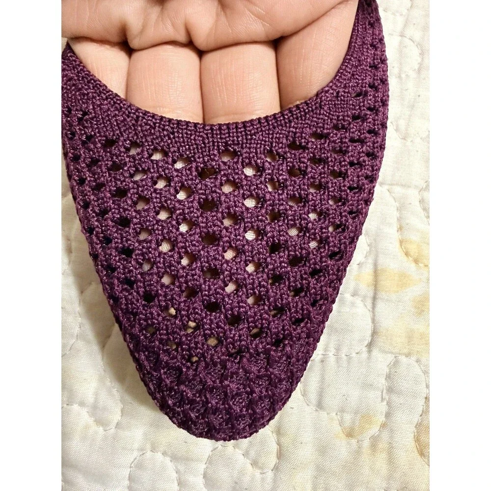 Rothy's flat woven knit slingback casual shoes sandals burgundy New Sz 8.5